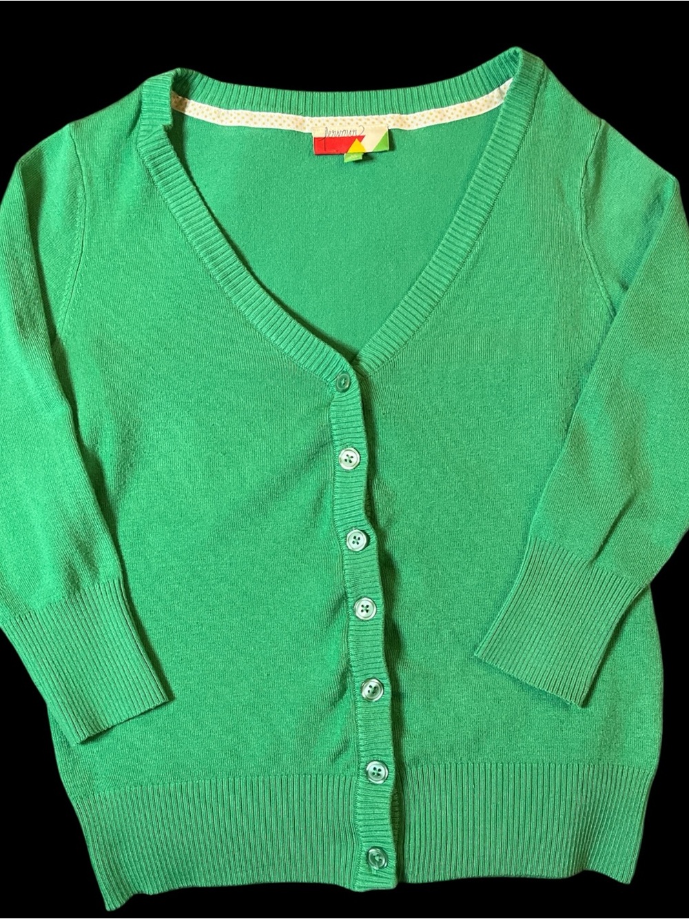 Womens Green V-Neck Button-Front Cardigan Sweater Size: M